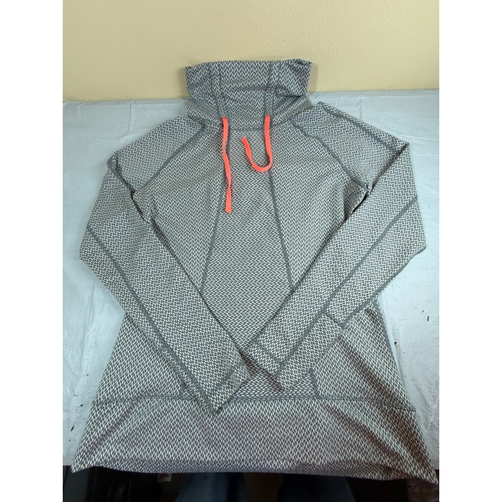 Avalanche Womens Grey Chevron Funnel Neck Pullover Sweatshirt Thumbholes Large